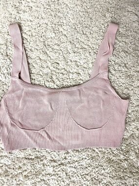Zara Ribbed Knit Cropped Top in Dusty Pink